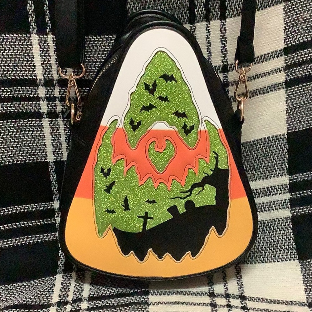 Pumpkin Kult large candy corn crossbody purse